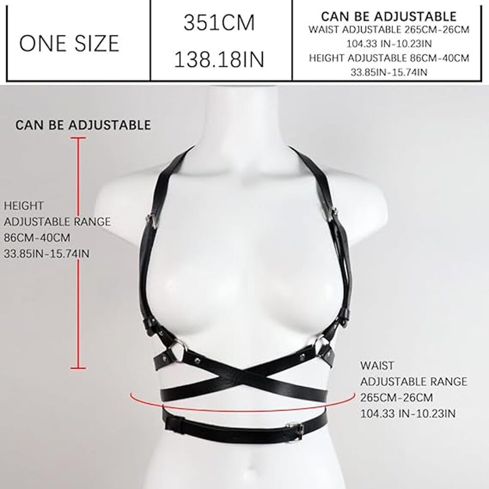 9828 Women Leather Harness Belt,bdsm Chest Body,women’s Bondage - Picture 4 of 6